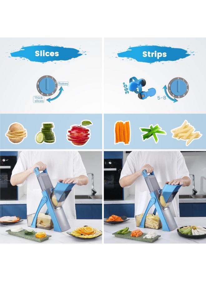 YelaJoy Upgrade Safe Slicer, Vegetable Chopper, Potato Slicer, Food Slicer Onion Chopper, Fry Cutter, Veggie Salad Dicer Kitchen Chopping Artifact Gifts (Blue) - Image 3